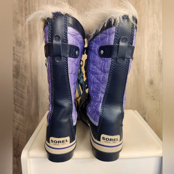 Sorel NEW Girl´s Purple Black Joan Of Arctic Fur Mid-Calf Winter Boots Size 6 - Picture 3 of 8